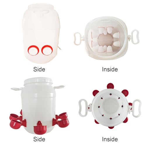 Automatic Chicken Feeder and Waterer Set, 110 lb Capacity 10 Port Large Chicken Feeders Poultry Waterer Weatherproof No Waste Poultry Feeder Kit for Turkey Pigeon Quail Duck Goose