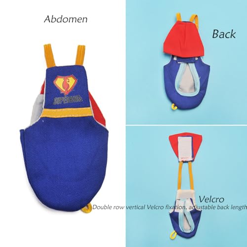 Parrot Flight Suit Diaper (Without Leash) - Reusable Bird Diaper for Budgies, Lovebirds, Cockatiels, and More - Fabric Bird Suit (Blue Superman-M) - size: Blue superman-M