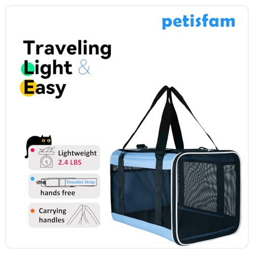 Soft Pet Carrier for Large and Medium Cats, 2 Kitties, Small Dogs. Easy to Get Cat in, Great for Cats that Don't Like Carriers (Blue) - color: Blue