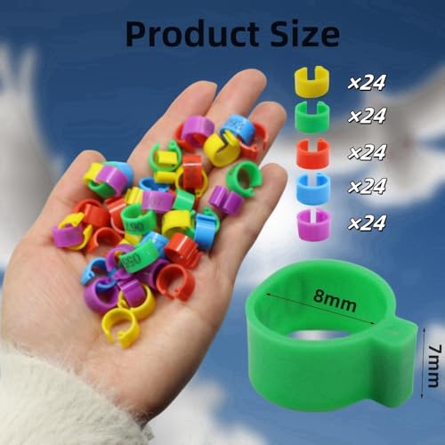 DoubleWood Leg Bands for Birds, 120 Pcs Numbered 8mm Pigeons Leg Bands, Poultry Leg Bands Clip on Leg Bands for Baby Chick, Bantam, Finch, Dove, Lovebird, Coturnix Quail (8mm - 120 Pcs) - size: 8mm - 120 Pcs