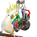 Stainless Steel Chewable Parrot Toys with Pullable Pots, Cardboard Rings - Durable Bird Toys for Medium and Large Parrots Amazons, Mini Macaws, African Greys, Cockatoos, Eclectus