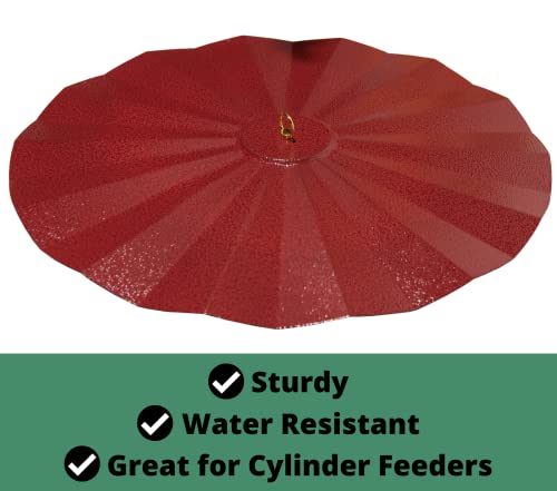 Metal Rain/Weather Guard - Perfect for Outdoor Bird Feeders, Seed Cylinders, Hummingbird Feeders, Cylinder Feeders and More Against Water, Sun, and Overhead Messes Rust Proof, - color: Red, size: 22.5 Inches