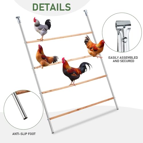 VINGLI Chicken Roosting Bars, Chicken Coop Roosting Perch, Roosting Ladder for Hens, Easy to Assemble for Backyard Poultry (41.3" L x 56.7" H) - size: 41.3"L x 56.7"H
