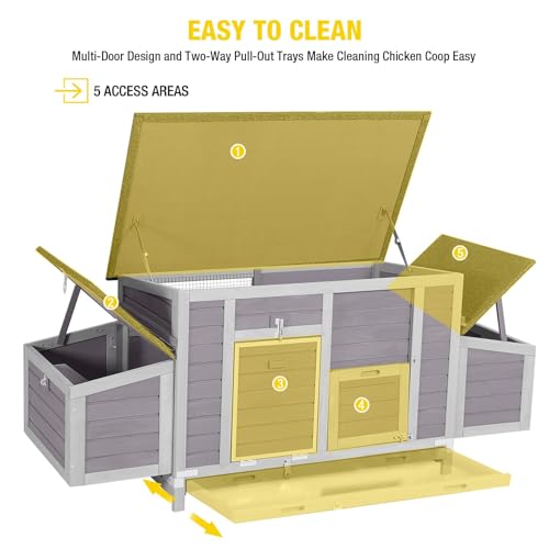 Aivituvin Chicken Coop with Two Nesting Boxes Large Wooden Hen House Outdoor Weatherproof Rabbit Hutch Duck Cage (AIR69) - size: AIR69