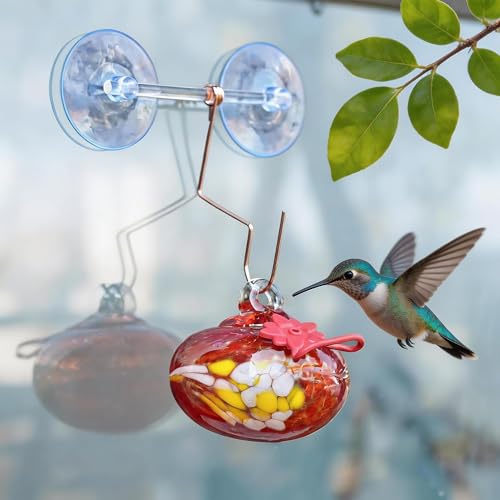 Glass Window Hummingbird Feeder with Suction Cup for Attracting Hummingbird - color: 1Pcs-Red