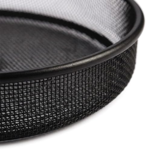 2 Pack Metal Bird Feeder Tray - 7 Inch Mesh Tray Platform for Outdoors Backyard Porch, Drainage Mesh Holes, Easy to Refill & Clean, Weatherproof - color: Black