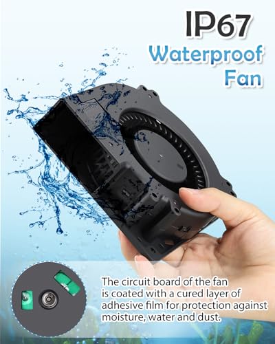 GDSTIME 120mm x 32mm Blower 12V Waterproof IP67 Fan 2Pin Dual Ball Bearing | High Airflow, Squirrel Cage, DC Brushless, Centrifugal, for RV Fridge, Car Audio Amplifiers, PSU, Inverter, Fireplace Cooling - size: 120x32mm