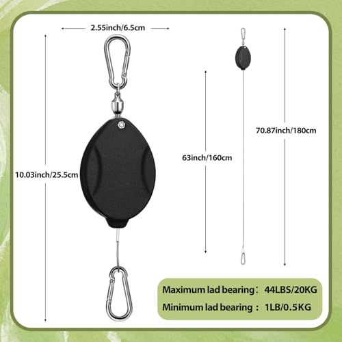 Leinuosen 4 Pack Upgraded Plant Pulleys for Hanging Plants Heavy Duty Retractable Plant Hanger, 304 Stainless Steel Rope Adjustable Climbing Hook for Garden Baskets Pots, Birds Feeder (Black) - color: Black