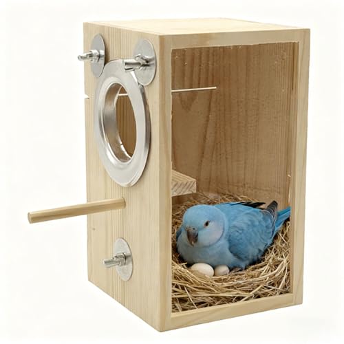 Parakeet Nesting Box Transparent Bird Nest Breeding Box with Perch | 4.72 X 4.72 X7.87 INCH inch Parrot Mating Box Wood Bird House Aviary for cage - size: 4.72 X7.87 X 4.72 INCH