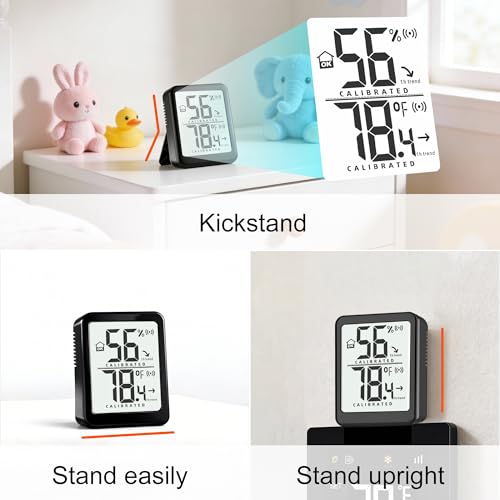 2 Pack Room Thermometer Small Hygrometer Indoor Humidity Monitor Sensor, Digital Temperature and Humidity Meter Gauge for Home, Baby Nursery, Reptile, Greenhouse - Battery Included