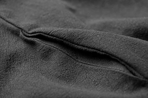 Cotton Linen Japanese Apron Halter Cross Back Bandage X Shape Aprons Two Pockets - color: Black