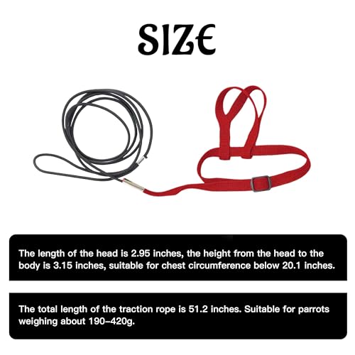 2 pcs Pet Parrot Bird Harness and Leash, Adjustable Training Design Anti-Bite, Outdoor Flying Training Rope Kit for Bird Parrots Fits Birds Chest Between24-51cm /9.45-20inch - M (red - color: red, size: Small to Medium