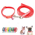XS Dog Collar with Bell Leash Set,Puppy Cat Kitten Collars, Bright Red XXS | Paw Print Reflective Dog Collar Leash Set with Bell, Basic Nylon Boy Girls Pet Collar Adjustable For XXS XS S Tiny Puppies - color: watermelon red