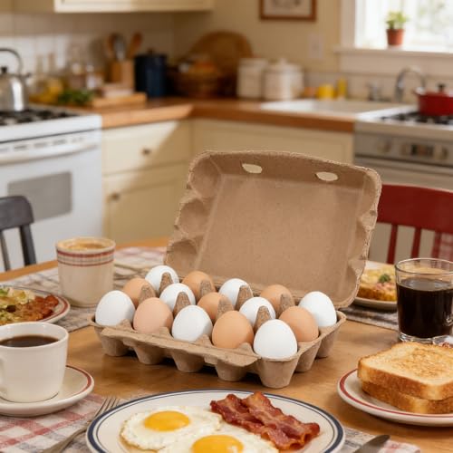 20 Pack Egg Cartons, 3x5 Style Reusable Egg Cartons Cheap Bulk | Natural Paper Pulp Egg Cartons Bulk, Sturdy Egg Holder for Fridge, Egg Carton for Fresh Chicken Eggs
