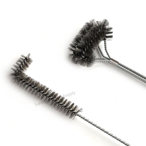 SUNRISE Fryer Brush with Long Handle (Stainless Steel, L and Double Brush) - color: Stainless Steel, size: L and Double Brush