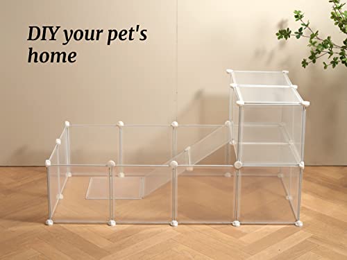 LURIVA Transparent Clear Small Animal Playpen, Guinea Pig Cages, Puppy Dog Playpen, Pet Playpen, Rabbit Bunny Indoor Fence Pen Enclosure, White Clear Plastic Playpen,12X12 Inch, 12Panels