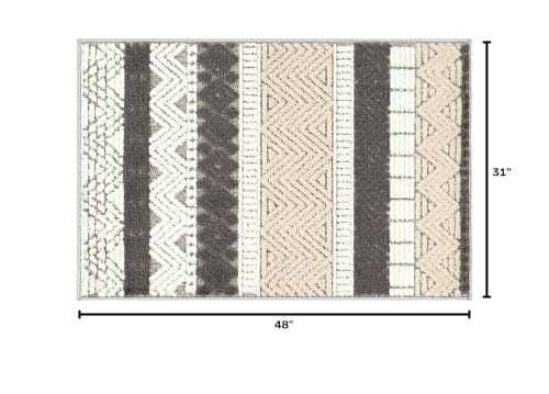 Rugshop Marbella Indoor/Outdoor Boho Deck Area Rug Gray 2'7" x 4' | Rectangular, Size 2'7" x 4', Patio, Porch, Balcony, Backyard, Garden, Poolside, Sunroom, Outdoor Living, Weatherproof - color: Grey, size: 2'7" x 4' (Rectangular)