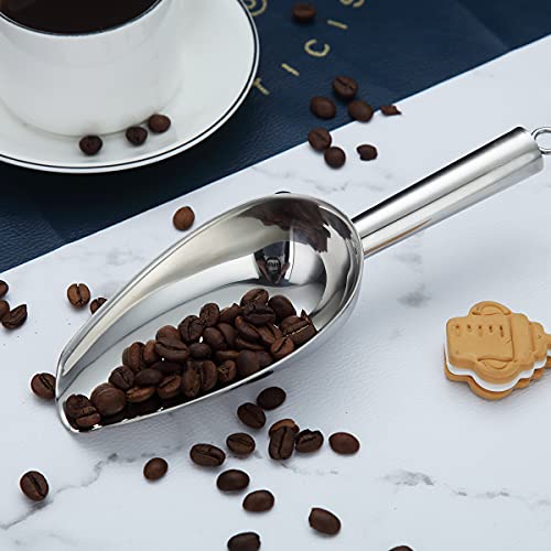 Berglander Stainless Steel Ice Scoop 6 OZ, Metal Ice Scooper For Ice Maker, Multipurpose For Candy Kitchen Bar Party Wedding Pet Animal Dog Food Scoop Beach Shovel (Silver) - color: 1. Silver