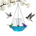 Hanging Bird Bath Fountain, Cascading Outdoor Birdbath with Glass Bowl, USB-Powered Water Feature for Garden, Patio, Yard Decor, Attracts Hummingbirds & Wild Birds