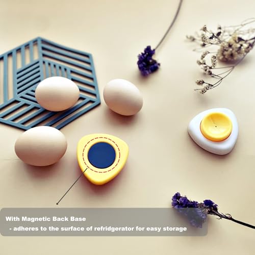 Magenetic Egg Piercer for Raw Eggs to Get Good Hard Boiled Eggs, Egg Poker with Safety Lock Egg Pin, Easy Egg Peeler By Punching Hole at Bigger End of the Egg Before Boiling, 2 Pack - color: Yellow,White