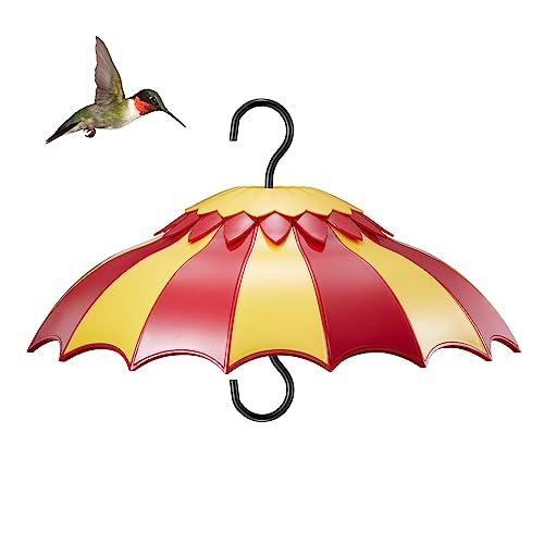 Beserie Hummingbird Feeder Umbrella Cover 14" with Ant Moat Big RedYellow | Dome Shade Weather Rain Guard, Hanging Squirrel Baffle for Bird feeders, Anti Sun/Snow/Ants Keep Nectar/Seed Fresh 3 Hooks - color: Red