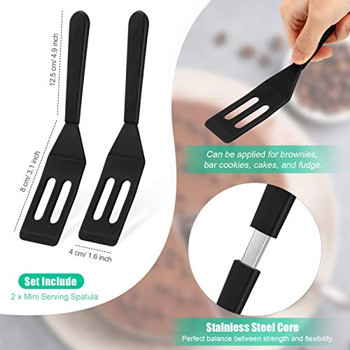 Mini Brownie Serving Spatula Flexible Nonstick Silicone Serve Turner Heat-Resistant Cookie Slotted Spatula for Flip Egg in Small Frying Pan Cookie Batter Lemon Squares (Black,2 Pieces) - color: Black