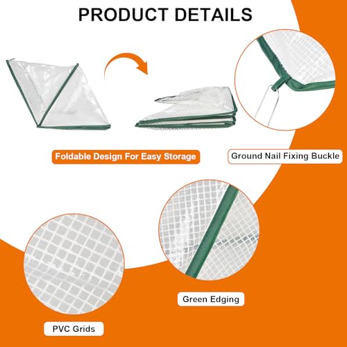 2 Pcs Foldable Garden Row Accelerator Plants Cover-31.9" x 12.2" x 14.1" | Raised Beds Plant Protector, Plant Protector Net Cage Guard Covers for Protect Vegetable from Animals, Mini Plants Greenhouse