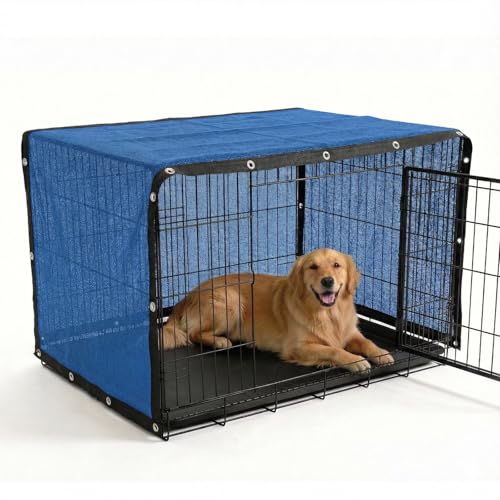 Amgo 90% UV Block Sun Shade Cloth for Dog Kennel Cover, 2' x 2' Blue Pet Playpen Sunshade with Grommets, Durable Mesh Tarp for Crate, Patio, Stable,Chicken Coop & Outdoor Privacy Screen. - color: Blue, size: 2' x 2' Custom Size