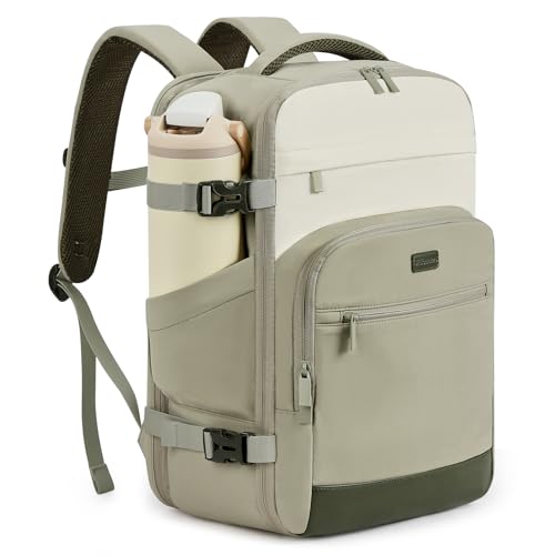 30L Travel Backpack for Women & Men: Flight Approved Carry On Backpack, TSA Personal Item Bag with Water Bottle Pocket, Weekender Essentials Backpacks fits 15.6" Laptop - Green White - color: Green White, size: Large