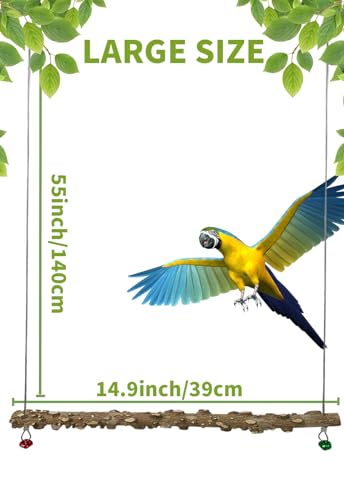FlidRunest Bird Parrot Swing Toy, Natural Pepper Wood Bird Perch Stand, Hanging Bird Window Ceiling Swing Perch for Parrot Parakeet Conure Cockatiel Small Birds