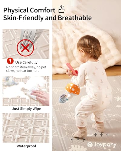 Joypony Baby Play Mat, 47 x 47 Inch Foldable Play Mats for Babies and Toddlers, Waterproof & Anti-Slip Portable Baby Floor Mat for Playpen with Travel Bag. - size: 47x47x0.4 Inch