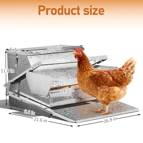 Automatic Treadle Chicken Feeder, 25 Lbs No Waste No Spill Rodent Proof Metal Chicken Feeder with Weatherproof Lid, Chicken Supplies for Your Chickens Duck Bantams Pheasants Poultry Coop