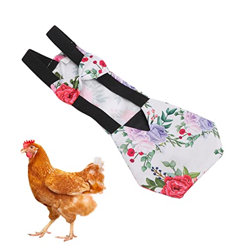Pet Chicken Diapers,Chicken Goose Duck Loose Tight Belt Diapers Poop Pocket Diapers Peony Flower Pattern for Poultry Pet Used(L) - size: L