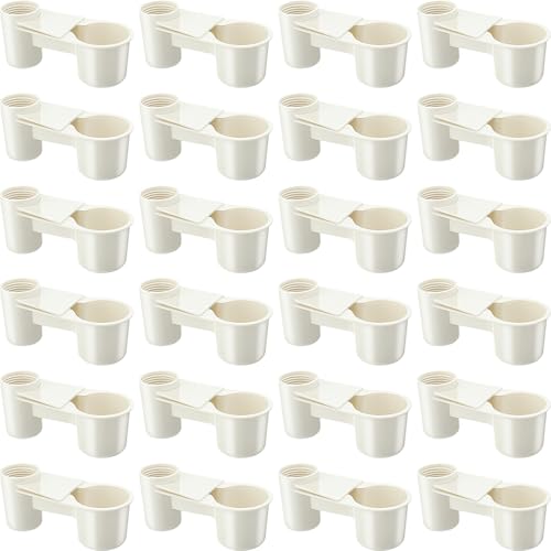 LemonRoad 24 Pcs Bird Drinker Feeder Cups Plastic Water Bottle Cup for Cage Ideal for Pigeon Bottle Chicken Quail Poultry Waterer Accessories (White) - color: White