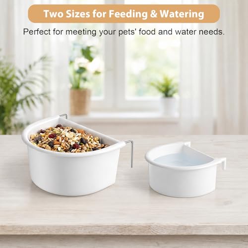 4 Pcs Bird Feeder Hanging Cups Water Food Dispenser Plastic Bird Food Bowls Birds Cage Feeder Universal for Parrots Small Birds Parakeets