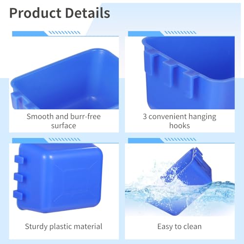 20 Pcs Cage Cups 16 oz Chicken Feeder Waterer Birds Feeders Hanging Bunny Cage Feeder Chicken Water Bowl Feeding Seed Bowl for Pet Parrot Rooster Parakeet Gamefowl Poultry Pigeon Wire Cage - color: blue