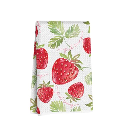 Funny Trump Kitchen Towel, Strawberry Hand Towels for Kitchen Home Decor | Absorbent Microfiber Dish Cloth Tea Towels, Anti Trump Gifts for Women 14x24 Inch - color: Multi 1521