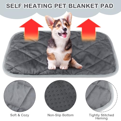 4 Pack Self Heating Cat Pad Self Warming Dog Mat Reflects Body Heat Extra Warm Thermal Pet Pad Washable Dog Cat Bed Crate Bed Mat Blanket(Gray,19 x 27.5 Inch) - color: Gray, size: 19 x 27.5 Inch
