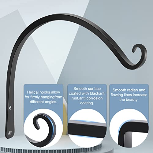 Gtongoko 14" Outdoor Plant Hanger Wall Bracket, Heavy Duty, 2 Pack | 57lb Capacity,Rust-Resistant Finish,Easy Installation,Fit Hanging Baskets,Ideal for Bird Feeders & Lanterns - size: 14 Inch, style: C-shape