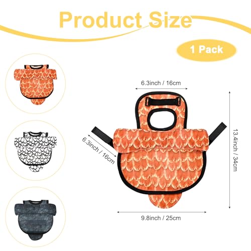 M METERXITY 1-Pack Chicken Saddle for Hens, 6.3 Inch Polyester Chicken Apron Back Protector with Adjustable Strap, Wing Protector Vest Jacket Mating Clothe [Orange]