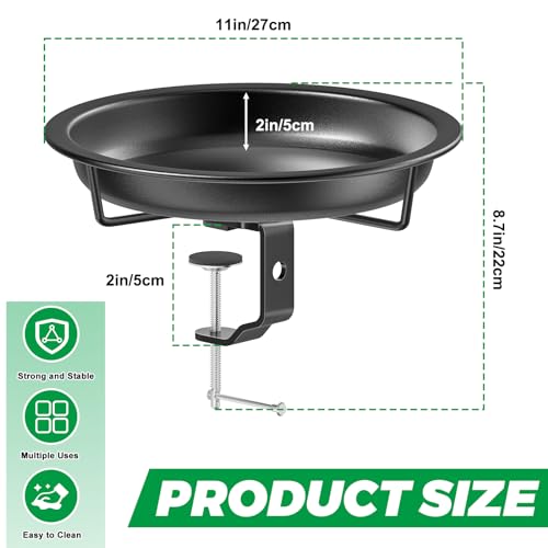Deck Mounted Bird Bath for Outside, Detachable Birdbath Bowl with Sturdy Clamp, Outdoor Bird Baths Bowl for Attracting Birds Garden Yard Decor (Black) - color: Black