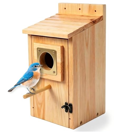 Bluebird Houses for Outside with Copper Guard,Wooden Cedar Birdhouse Kit | 1-1/2"Entrance Hole Outdoor Waterproof Bird Nesting Box,Wren Cardinal Chickadee Finch Sparrow Robin Bird,No Assembly Required