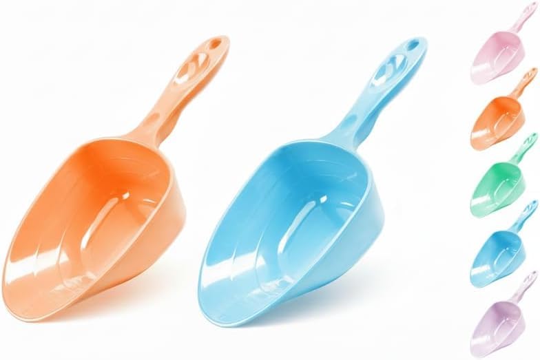 Melamine Pet Food Measuring Scoop, 1 Cup 1/2 Cup 1/4 Cup with Clear Measurement Lines for Dog, Cat, Bird, and Rabbit, Durable, Ergonomic Handle, Dishwasher safe-Orange & Baby Blue - color: Orange, Baby Blue
