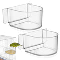 2pcs Bird Cage Food Feeder: Clear Thick Semicircle Seed Water Trough Cups - Small Animal Dish Container Box for Birds Pigeon Chicken, Transparent Cage Accessories, 4X3.2X2in