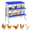 Garvee Chicken Nesting Box, 6 Compartments Nesting Box for Chickens, Galvanized Steel Chicken Laying Box for Easy Egg Collection, Wall Mounting - color: Blue | 6 Compartments+legs
