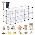DINMO 38 Panels Bunny Playpen with Floor, Plastic, 61.2"L x 24.8"W x 24.8"H | Portable Small Animals Fence for Rabbits, Ferrets, Hedgehogs, Guinea Pigs, Puppies & Kittens, DIY, Expandable, Visualization - style: Plastic-38 panels