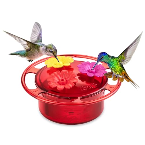 iBorn Handheld Hummingbird Feeders for Outdoors, Hummingbird Hand Feeder 3OZ Mini Bird Feeders for Outdoors,3 Bee Guard Feeding Ports, Silicone Flower, Red (Set of 1) - style: Handheld 3oz,1 Set