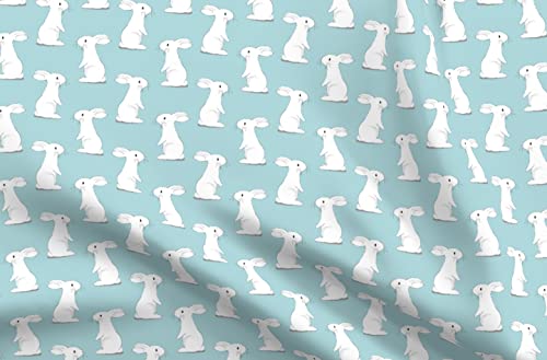 Spoonflower Fabric Bunny Rabbits Small Scale Blue on Petal Signature Cotton | Fat Quarter | Easter Bunnies Eggs Decor Print | Use for Sewing Quilting Apparel Home Decor - size: Fat Quarter