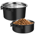 Dog Crate Bowls Hanging No Spill, ShineMe 60oz & 40oz Stainless Steel Dog Kennel Food and Water Bowls Mountable for Large and Medium Pets (7.0 x 3.7” & 6.2 x 2.5”) - color: Black, size: L (7.0x3.7'' & 6.2x2.5'')