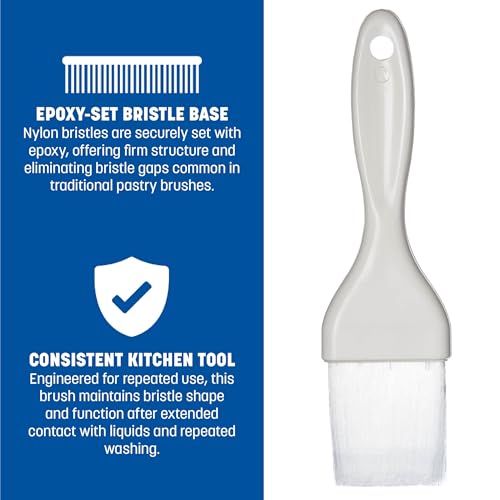 Carlisle FoodService Products 40391-02 7.50" Length, Bristle 2" Width x 2" Trim, White Color, Plastic Handle Galaxy Pastry Brush with Nylon Bristles